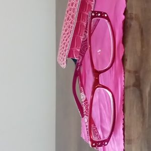 Elegant Red Reading Glasses with Case